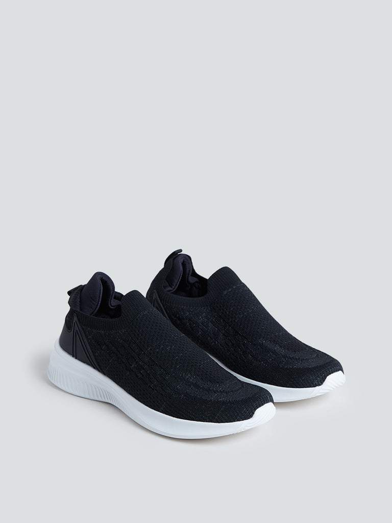 SOLEPLAY Black Melange Knit-Textured Sneakers